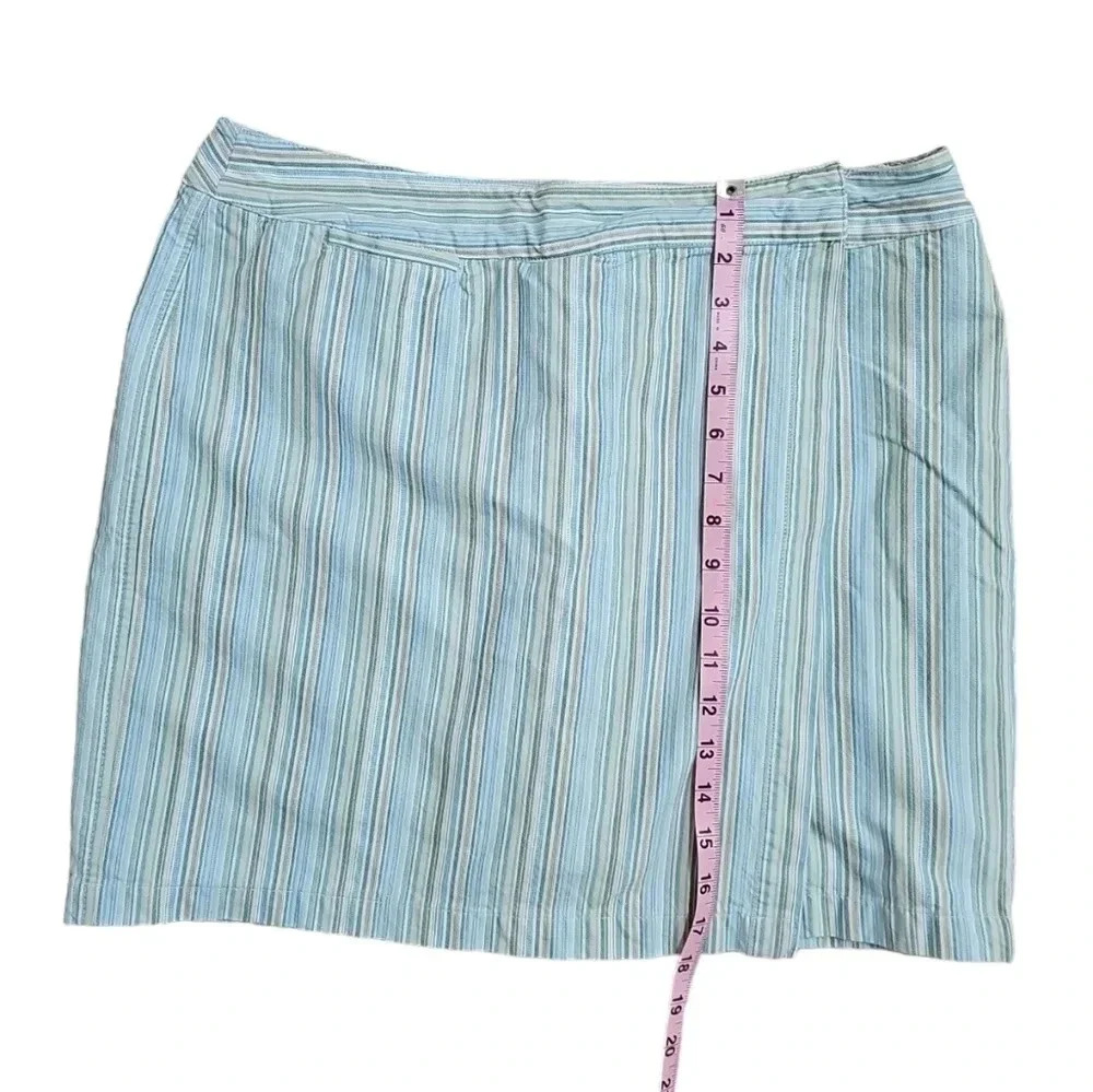 Liz Claiborne Womens Size 14 Skort Blue Green Stripe Cotton Y2K Preppy - Picture 6 of 7